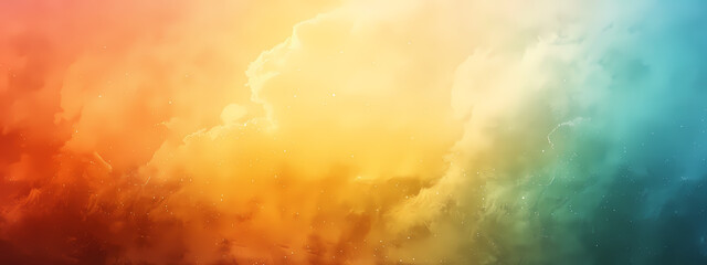 A vibrant, dreamy sky with hues of orange, yellow, and teal, creating a serene and uplifting atmosphere.