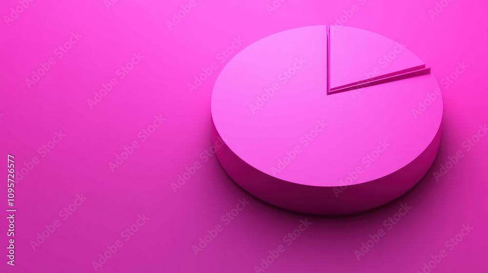 Poster A vibrant pink pie chart with a small segment highlighted, representing data visualization.