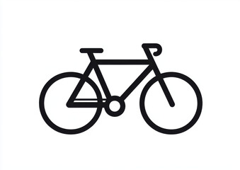 Obraz premium Simple icon of a bicycle, solid white background, simple vector style, bold lines, no shadows, minimal details, simple shapes, bold black outline on all elements.