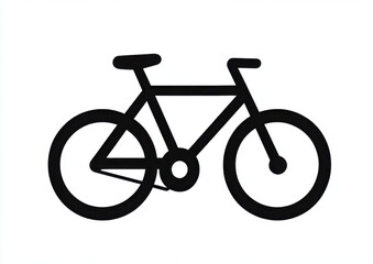 Fototapeta premium Simple icon of a bicycle, solid white background, simple vector style, bold lines, no shadows, minimal details, simple shapes, bold black outline on all elements.