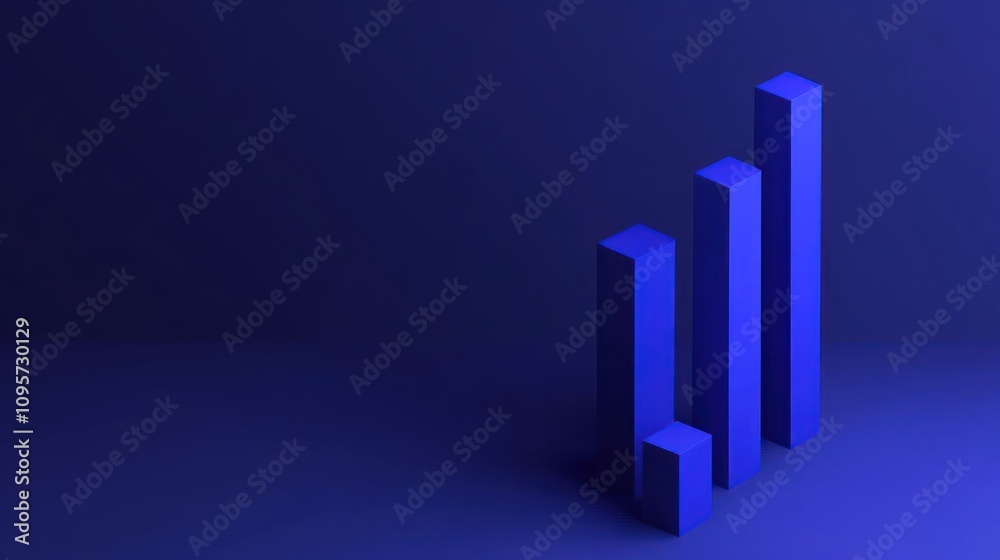 Poster Abstract graphic of blue bars representing growth or progress.