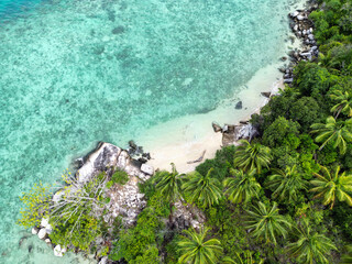 Indonesia Anambas Islands - Drone view Telaga Island beach view