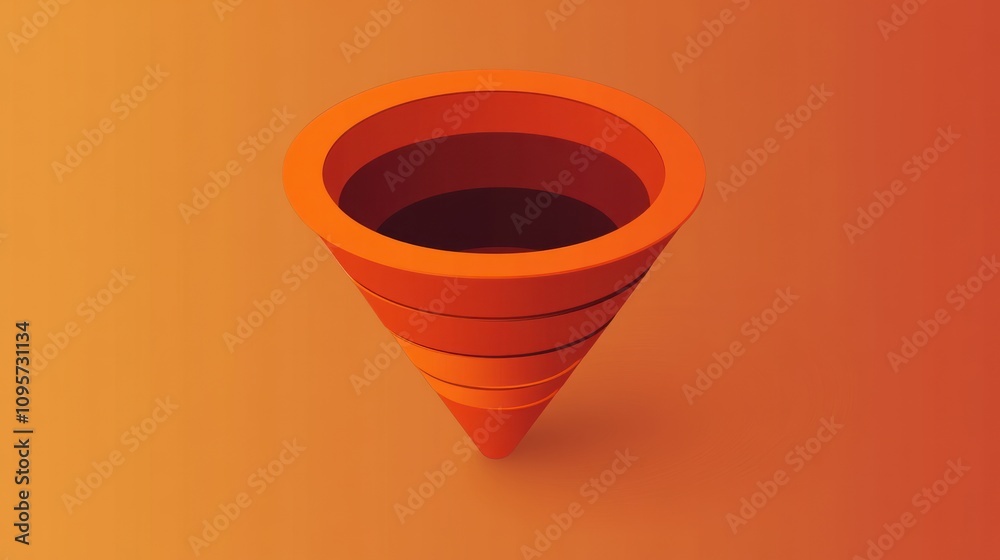 Poster A 3D orange funnel shape with a gradient background.