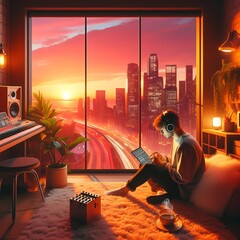 Urban Sunset Vibes: A Cozy Creative Haven