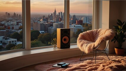 Serene Sunset with Headphones: A Moment of Relaxation