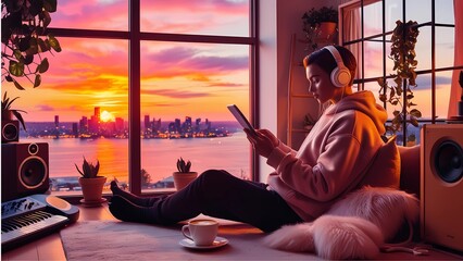Urban Sunset Vibes: A Cozy Creative Haven