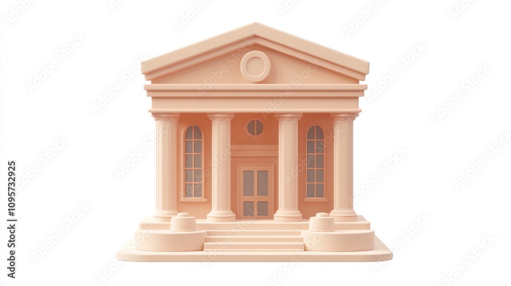 Leinwandbilder A stylized building with columns and steps, resembling a classical architecture design.