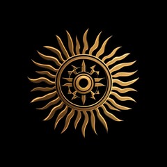 Fototapeta premium A stylized sun emblem featuring radiating rays and a central circle.