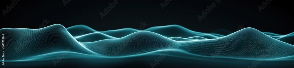 Poster Abstract representation of waves or sound frequencies in a digital style.