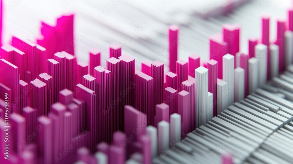 Aufkleber a vibrant audio waveform visualization in pink and white, representing sound data.