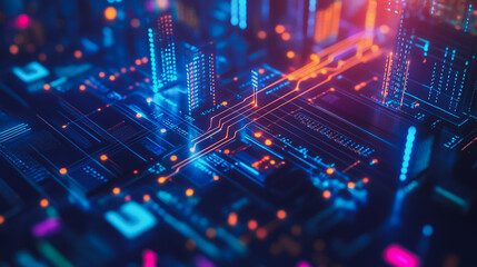 Obraz premium Smart digital Innovation city with connection network reciprocity over the cityscape. of future smart wireless digital city and social media networking systems that connects people with in city