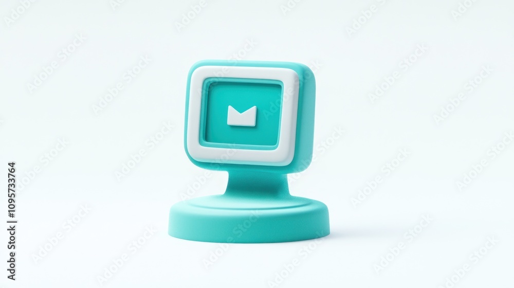 Fototapete A stylized turquoise computer monitor with a mail icon, symbolizing digital communication.