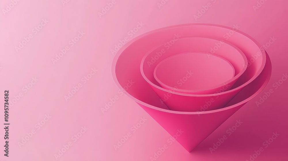 Aufkleber three pink geometric shapes arranged in a layered design against a soft pink background.