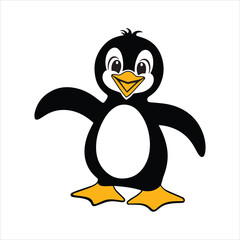 Vector Outline of A cute Frosty the Penguin