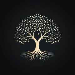 A stylized tree with intricate branches and roots, symbolizing growth and connection.