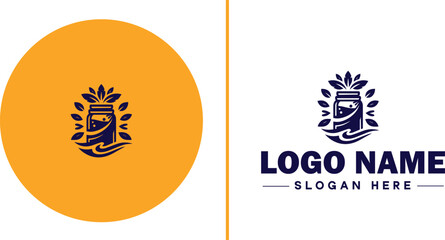 juicing Company icon Juice bar Juice shop Cold-pressed juice company flat logo sign symbol editable vector