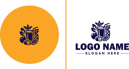 juicing Company icon Juice bar Juice shop Cold-pressed juice company flat logo sign symbol editable vector