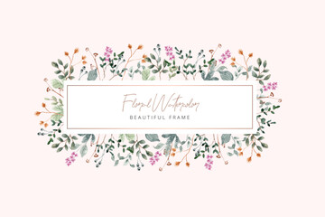 wildflower and leaves watercolor frame