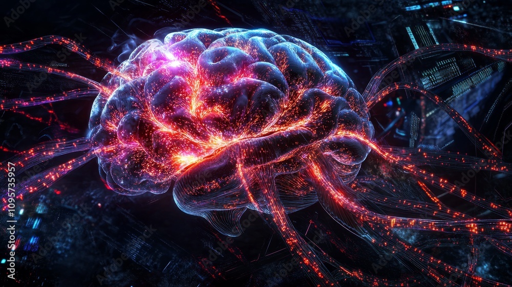 Poster neural connections explored a deep dive into brain activity digital art abstract high-tech environme
