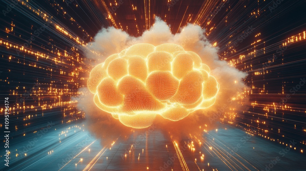Poster visualizing the power of artificial intelligence cloud-based data processing digital environment abs