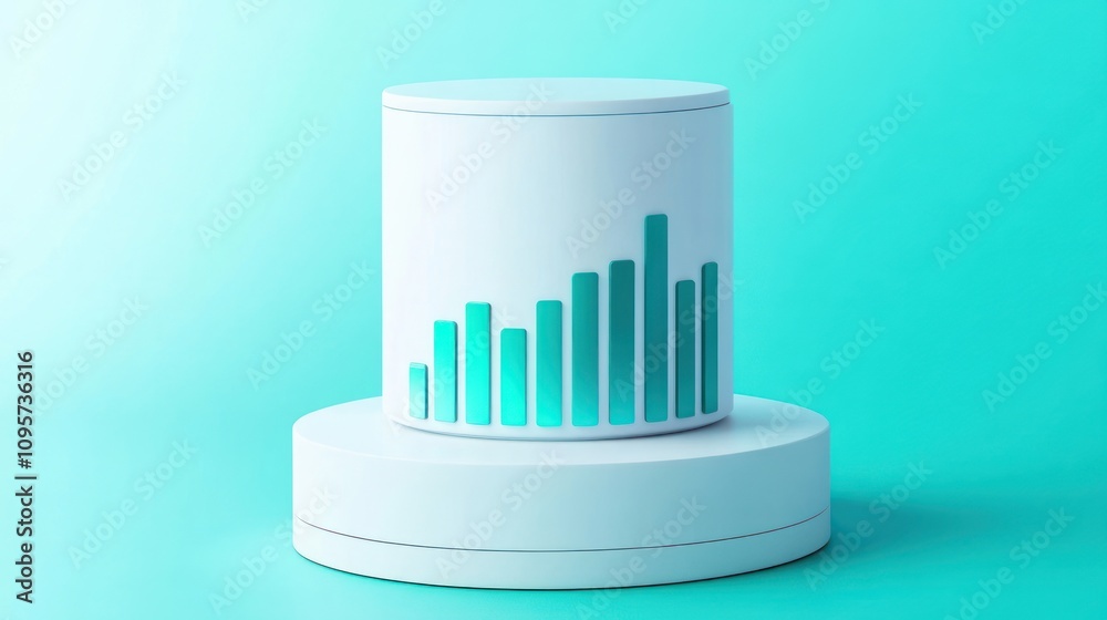 Fototapete a minimalist 3d representation of a bar graph on a pedestal, symbolizing data analysis.