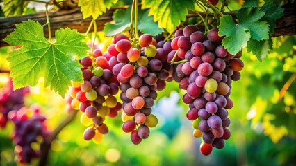 Fresh Grapes in Fashion Photography - A Stylish Composition of Juicy Grapes Surrounded by Lush Green Leaves for Nature-Inspired Fashion Trends