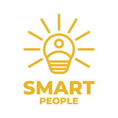 smart people logo design concept idea with lightbulb icon