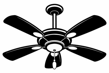 ceiling fan on black silhouette white background illustration