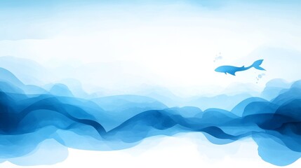 Peaceful Blue Abstract Waves Digital Art Calm Environment Serene Viewpoint Nature Concept