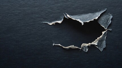 Torn paper texture revealing dark surface abstract art minimalist design indoor setting close-up...