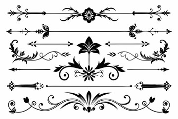 Dividers collection in art deco style. create a collection of ornate dividers featuring white background
