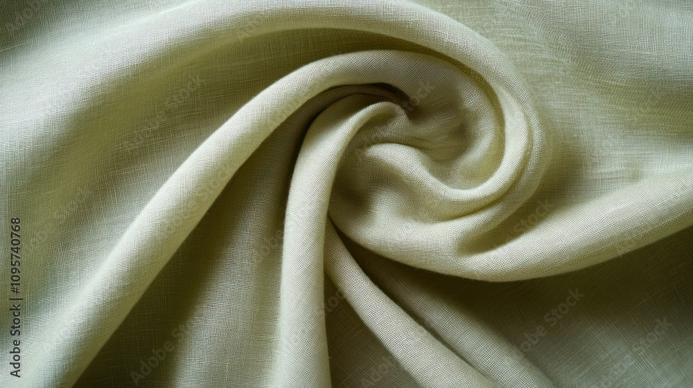 Poster a close-up of soft, light-colored fabric arranged in a swirling pattern.