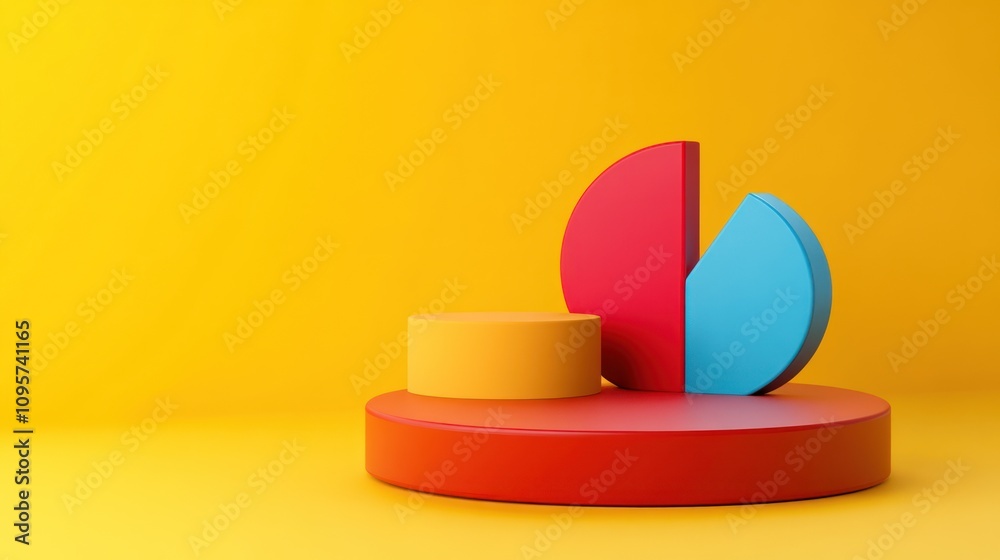 Poster colorful geometric shapes on a vibrant background, representing data visualization or design.