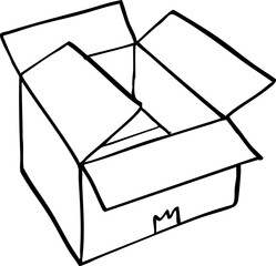 hand drawn cute cartoon paper box packaging illustration.
