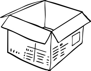 hand drawn cute cartoon paper box packaging illustration.