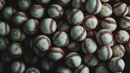 Baseball collection sports field sports equipment indoor setting aerial view team spirit and passion