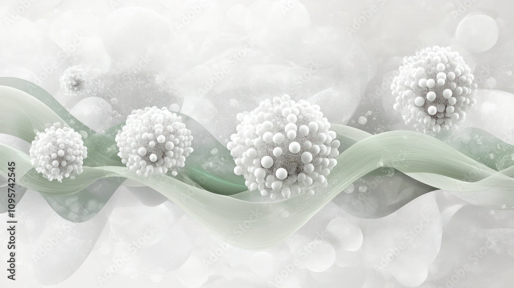 Leinwandbilder abstract representation of cells or particles with soft waves and a serene background.