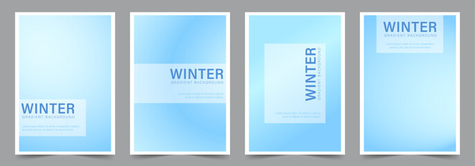 Gradient Pastel Winter Background. Set of trendy blurred templates. Cold fluid wave design. Abstract vector illustration in Blue tones. Sky colors wallpaper.