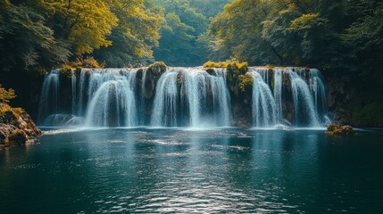 Obraz premium Beautiful aerial view of the waterfall