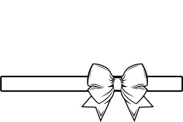 Black White Ribbon Bow isolated on white background. Holiday decoration. Vector illustration