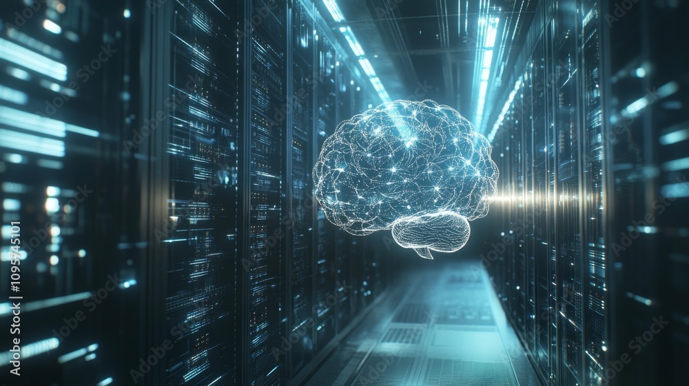 Poster artificial intelligence revolution exploring the future of technology in data centers and networking