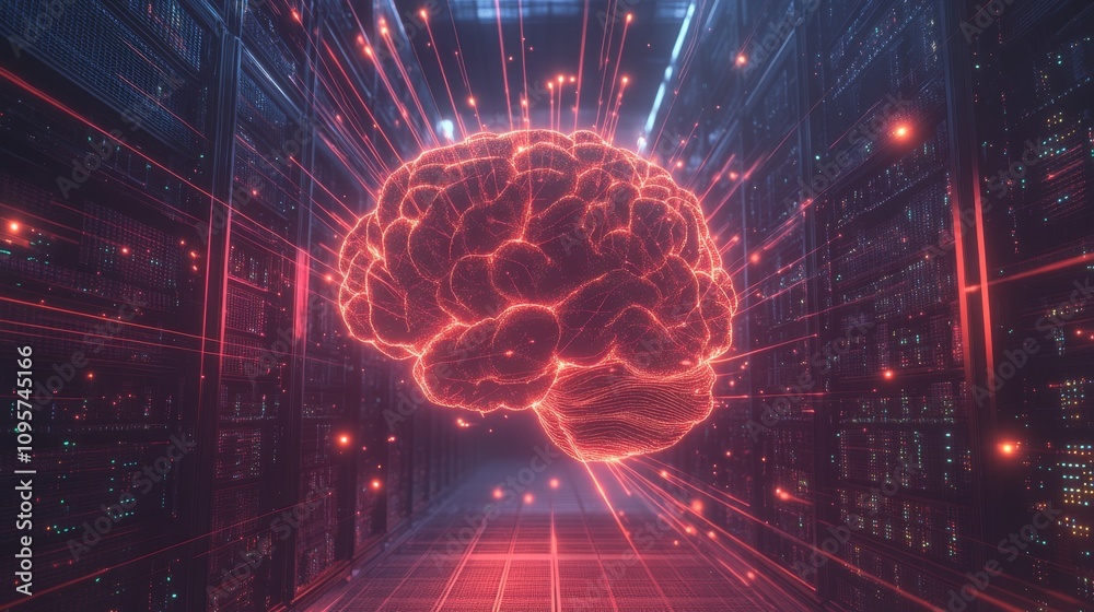 Poster exploring neural networks and ai technology in a virtual environment brain imagery and data processi