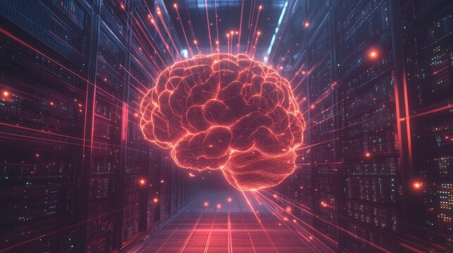 Exploring neural networks and ai technology in a virtual environment brain imagery and data processing concept