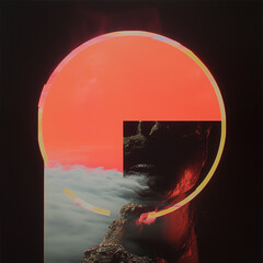 Surreal Moonlit Scene with Circular Horizon Cutout
