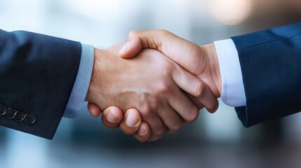 Obraz premium Two men shake hands in a business meeting