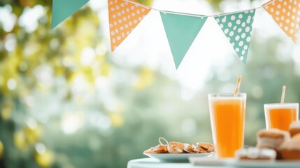 A retirement party banner hanging over a table laden with food and drinks, signifying a joyous occasion filled with celebration and well wishes.