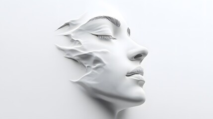 88. An artistic face structure analysis focusing on the human nose, on a white background