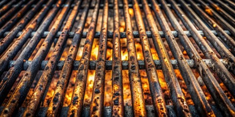 Obraz premium Greasy grill surface with charred marks , messy, greasy, dirty, grilling, cooking, barbecue, unhealthy, unhygienic, grime, grunge