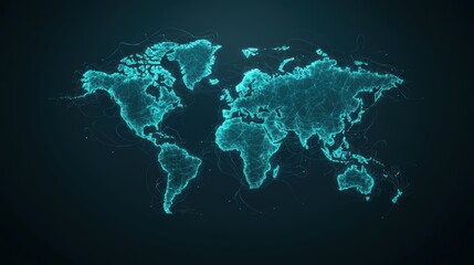 A translucent world map with countless data streams flowing between continents, visually representing the intricate web of global communication.