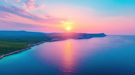 Fototapeta premium A beautiful sunset over the ocean with a calm and peaceful mood